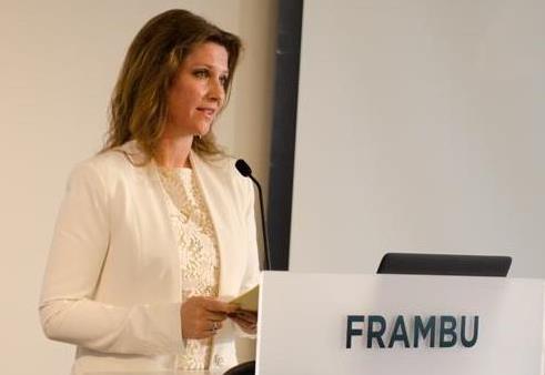 Bilde av prinsesse Märtha Louise som holder åpningsinnlegg på Frambus jubileumskonferanse